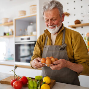 Mature man cooking